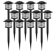 GIGALUMI Solar Outdoor Lights,12 Pack LED Solar Lights Outdoor Waterproof, Solar Walkway Lights Maintain 10 Hours of Lighti…