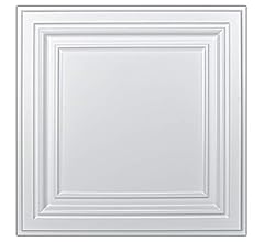 Art3d PVC Ceiling Tiles, 2'x2' Plastic Sheet in White (12-Pack)