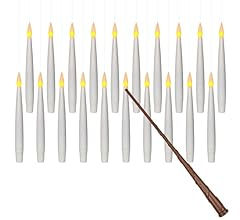 Leejec 20pcs Flameless Taper Floating Candles with Magic Wand Remote, Flickering Warm Light, Battery Operated 6.1" LED Elec…