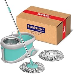 Spotzero by Milton Prime Stainless Steel Wringer Spin Mop with Big Wheel, Puller Handle, Bucket Floor Cleaning