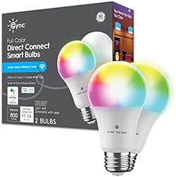 GE CYNC A19 Smart LED Light Bulbs, Color Changing Room Décor, Bluetooth and WiFi Light Bulbs, 60W Equivalent, 