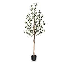 OAKRED Artificial Olive Tree, 5FT Tall Fake Silk Plants with Natural Wood Trunk Faux Potted Tree for Home Decor Indoor Offi…