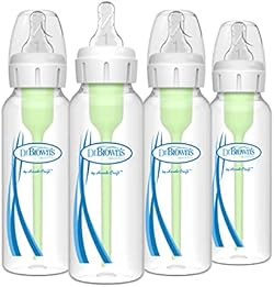 Dr. Brown's Natural Flow Anti-Colic Options+ Narrow Baby Bottle, 8 oz/250 mL, with Level 1 Slow Flow Nipple, 0