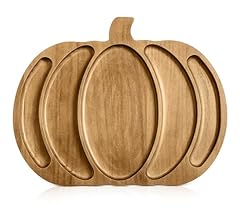 Sliner Fall Harvest Large Pumpkin Wooden Serving Platter 15x12 In Rustic Pumpkin Snack Fruit Meat Cheese Board Rustic Angle…