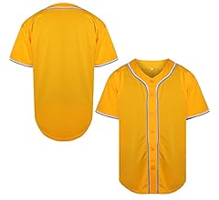 MESOSPERO Blank Jersey Plain Hipster Hip Hop for Men Button-Down Baseball Jersey Short Sleeve Shirt