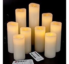 antizer Flameless Candles Led Candles Pack of 9 (H 4" 5" 6" 7" 8" 9" x D 2.2") Ivory Real Wax Battery Candles with Remote T…