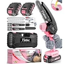 Tietoc Mini Chainsaw 6 Inch Cordless [With 2Pcs 21V Batteries] [2024 Upgrade] Portable Electric Chain Saw, Small Handheld B…