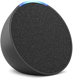 Amazon Echo Pop | Alexa fits in anywhere: bedroom, living room, bathroom, office, and small spaces | Charcoal