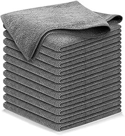 USANOOKS Microfiber Cleaning Cloth Grey - 12 Packs 12.5"x12.5" - High Performance - 1200 Washes, Ultra Absorbe