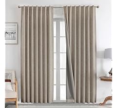 Joydeco Natural Linen Curtains 84 inch Length 2 Panels Set Burg 100% Blackout Long Drapes for Bedroom Living Room Blackout …