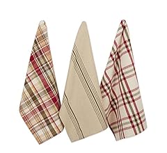 DII Autumn Basics Collection Decorative Thanksgiving & Fall Kitchen, Dish Towel Set, 18x28, Give Thanks Plaid, 3 Piece