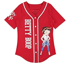 Betty Boop Ladies Baseball Jersey, Bonnie, Margie, and Mae Mesh Button Down Baseball Jersey Vintage Shirt