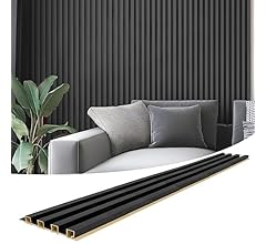 Art3d 8-Pack 96 x 6in. WPC Acoustic Slat Wall Panel for Modern Interior Decor, TV Background, Living Room, Matte Black