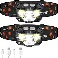 LHKNL Headlamp Flashlight, 1200 Lumen Ultra-Light Bright LED Rechargeable Headlight with White Red Light,2-Pack...