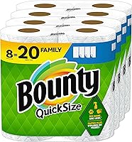 Bounty Quick Size Paper Towels, White, 8 Family Rolls = 20 Regular Rolls