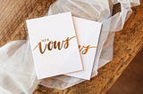 A photo of wedding vows written in cards