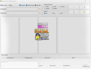 Screen from general hunt main page default config for batch cracking and hunting bitcoin & ethereum private key