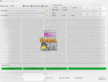 Screen from general hunt main page default config for batch cracking and hunting bitcoin & ethereum private key