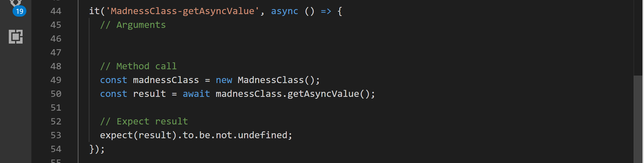 Async method test with return value