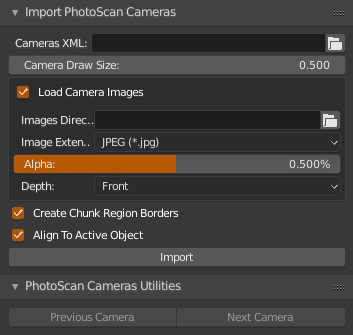 Import Agisoft PhotoScan Cameras