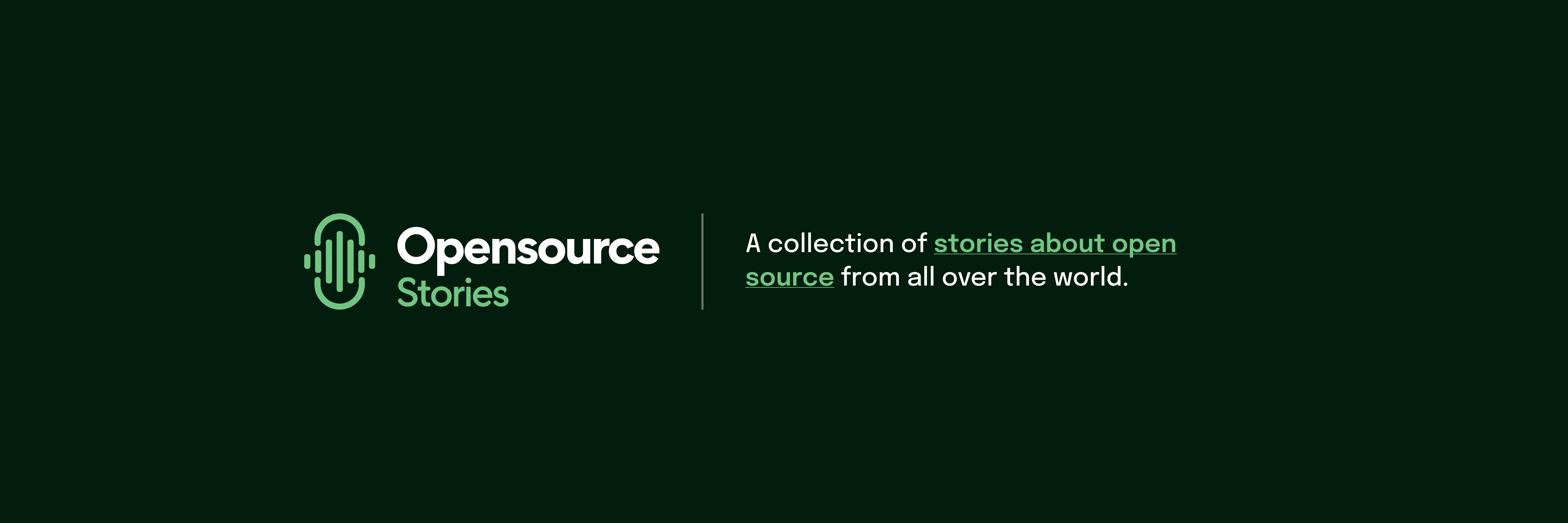 Open Source Story logo with the text "A collection of stories about open source from all over the world."