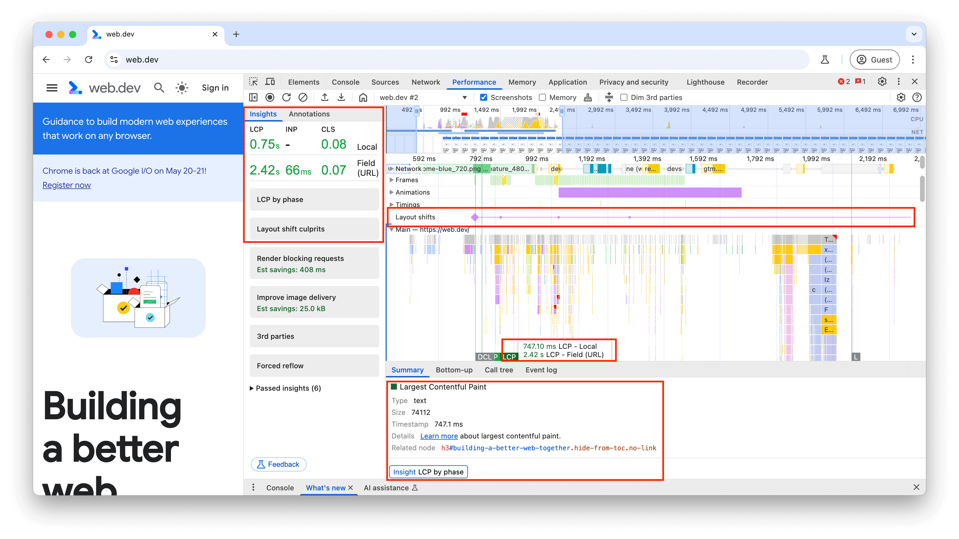 Rekaman aktivitas Panel Performa Chrome DevTools yang menampilkan diagram api dengan tugas yang lama disorot