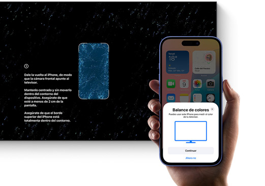 Un iPhone que se usa para calibrar el color de un televisor