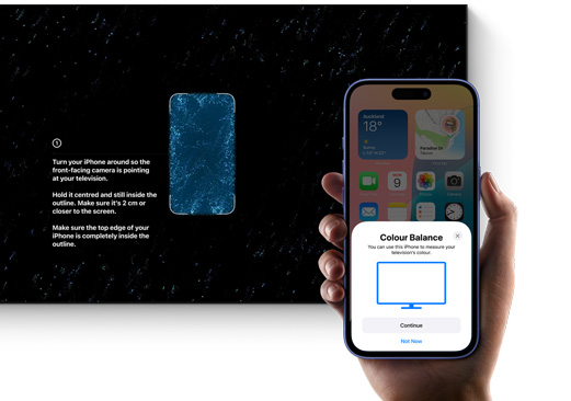 iPhone being used to colour balance a television