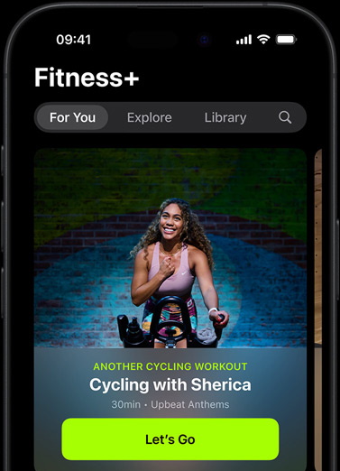 A screen showing a personalised workout recommendation in the For You section of Fitness+ on iPhone