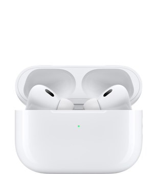 سماعات AirPods Pro داخل علبة شحن مع غطاء مفتوح.