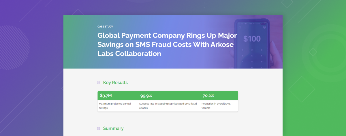 Global Payment Company Rings Up Major Savings on SMS Fraud Costs With Arkose Labs Collaboration