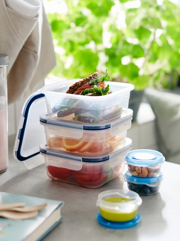 An organized pantry using IKEA 365+ food storage containers filled with food