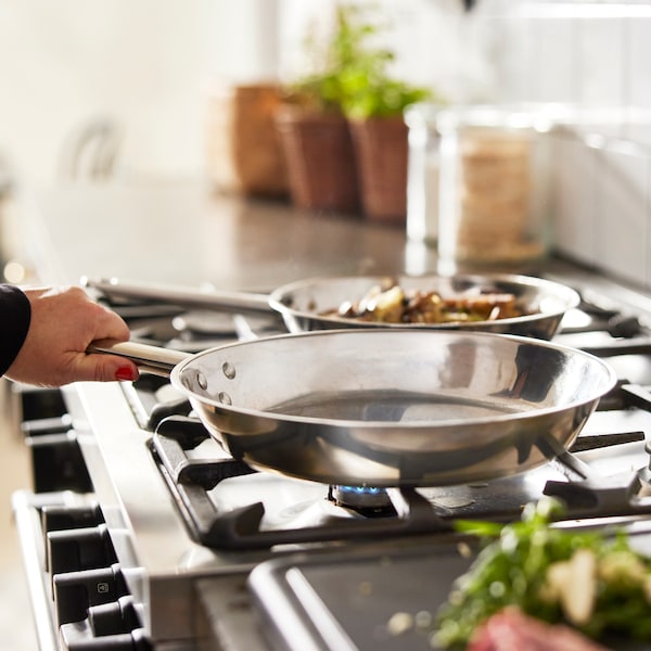 A stainless steel IKEA 365+ frying pan