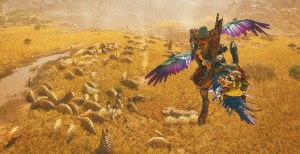 Monster Hunter Wilds Flying over Valley