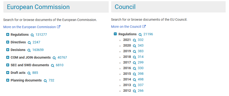 Screenshot showing the option browse by institution