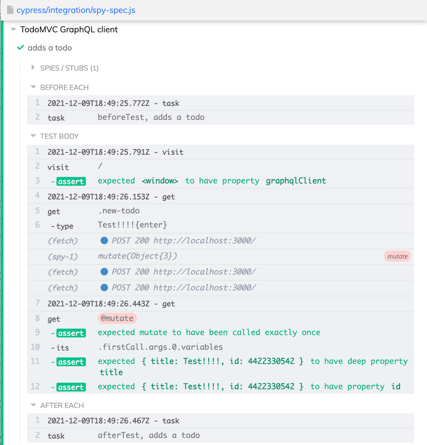 Printing timestamp at the start of each Cypress command chain